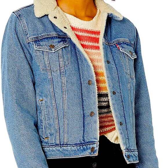 Levi's Premium Denim Trucker Jacket Sherpa Lined SzXS - shipping incl - Picture 1 of 16